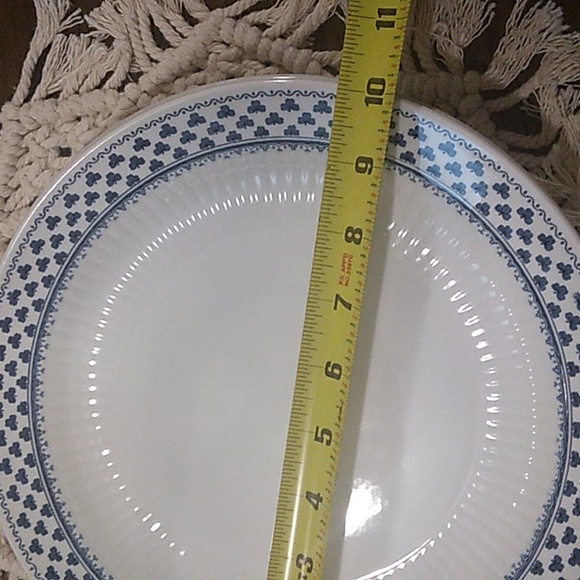 Vtg Adams Brentwood Ironstone Blue Clover Wedgewood Dinner Plates - Picture 7 of 7